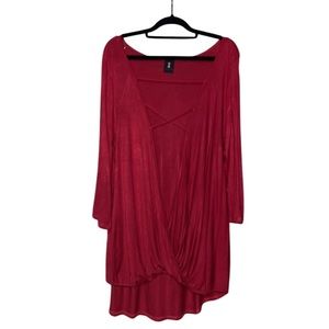 Lilian Crisscross Front Blouse - Red - Size 3X